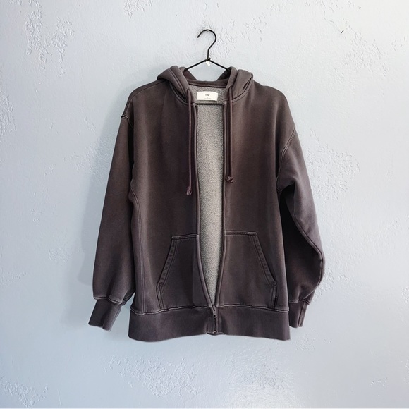 TNA Boyfriend Gray Hoodie Zipup Sweater Size 1 - Picture 3 of 8